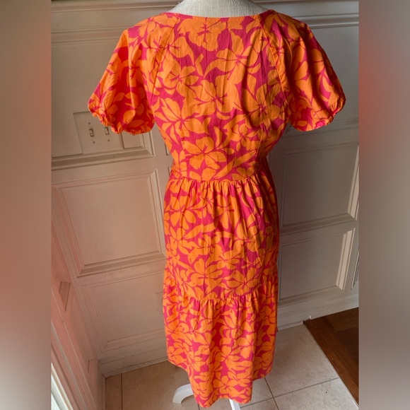 J CREW TROPICAL HAWAIIAN PRINT MIDI DRESS TIERED SIZE 4 - Picture 6 of 8